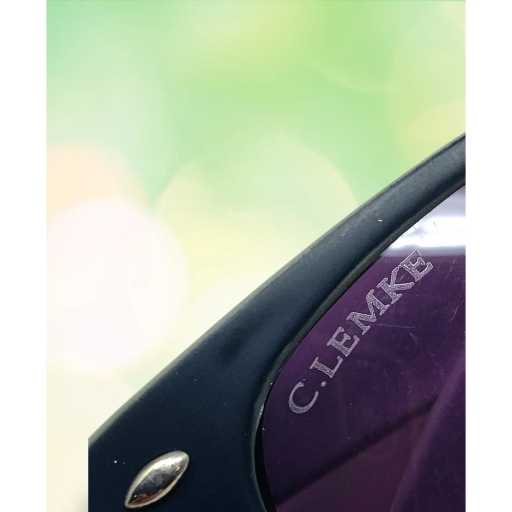 NEW Carolina Lemke Square Frame Classic Sunglasses Black/White Gray CL1002 NWT